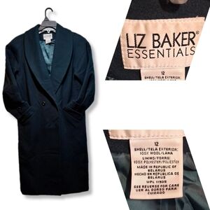 Liz Baker Vintage Wool Full Length Coat | 100% Wool | Hunter Green | Size 12